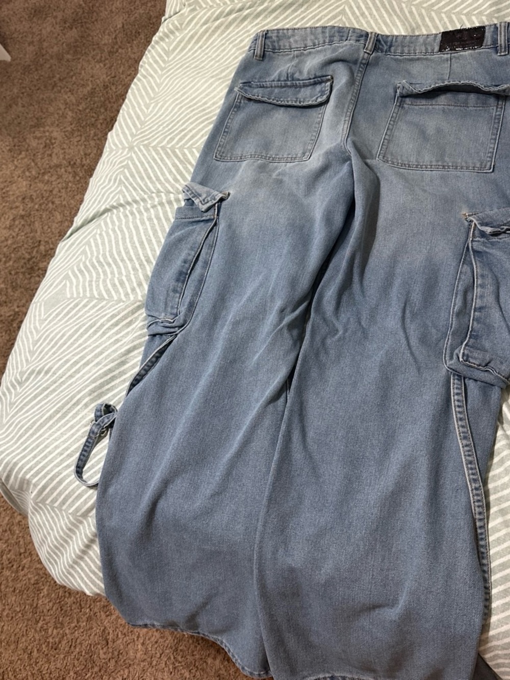 Men's Light Blue Cargo Jeans